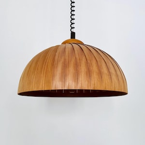 Large Wooden Mid-Century Modern Pendant Lamp | Hans Agne Jakobsson era | 1960s