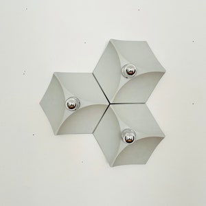Set of 3 Mid-Century Modern Space Age Plastic Wall or Flush Lamp by Hoffmeister Leuchten | 1960s