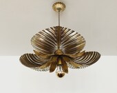Hollywood Regency metal palm leaf lamp 1970s