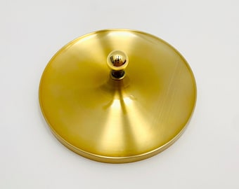 1 of 2 golden 1970s XXL Ufo wall or ceiling lamps