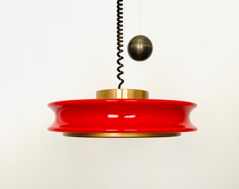 Awesome Adjustable Mid-Century Modern Orion Glass Pendant Lamp from Staff