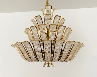 Awesome Mid-Century Modern Crystal Glass Chandelier by Palwa | 1970s