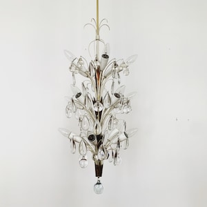 German Mid-Century Modern crystal glass chandelier by Vereinigte Werkstätten München | 1950s