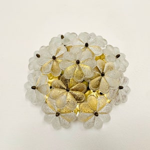 1 of 2 Floral Mid-Century Modern Crystal Glass Wall Lamps by Ernst Palme | 1960s