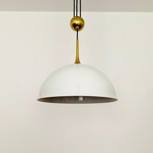 1 of 2 Amazing Posa Pendant Lamps with Porcelain Shade by Florian Schulz | 1970s