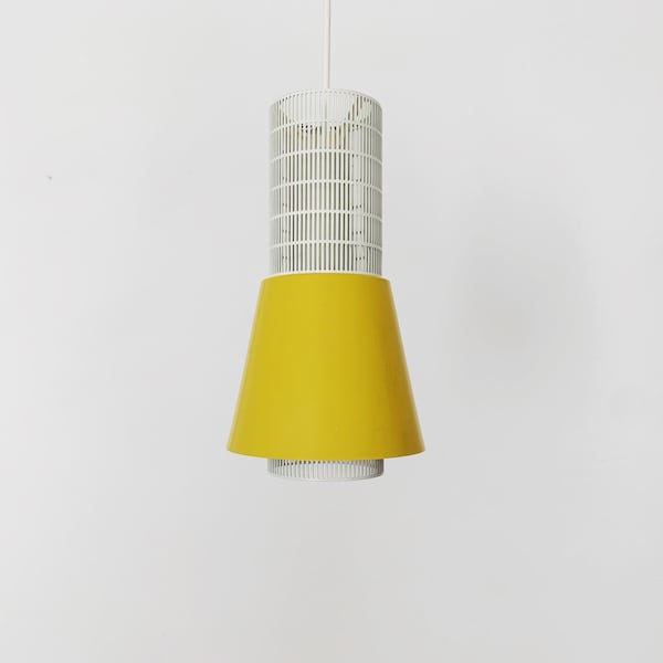 Perforated Mid-Century Modern metal pendant lamp | 1960s