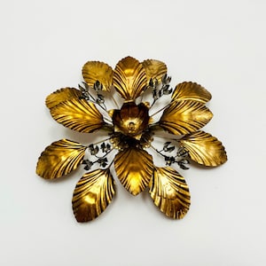 Floral Mid-Century Modern Hollywood Regency Wall or Ceiling Lamp by Hans Kögl | 1970s