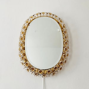 Illuminated floral Mid-Century Modern mirror by Palwa | 1960s