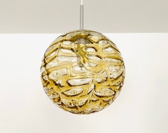 Large Mid-Century Modern Amber Glass Pendant Lamp by Doria | 1960s