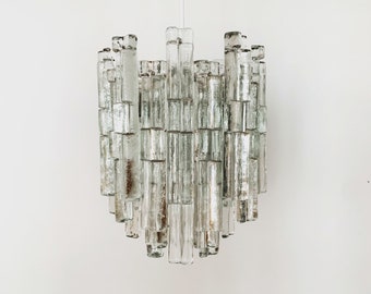 Austrian Mid-Century Modern ice glass chandelier by J.T. Kalmar | 1960s