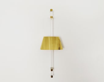 1 of 3 Mid-Century Modern Brass and Acrylic Wall Lamps | 1960s