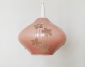 Pink Mid-Century Modern floral glass pendant lamp 1950s