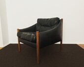 1 of 2 danish Mid-Century Modern rosewood and leather lounge chairs 1960s
