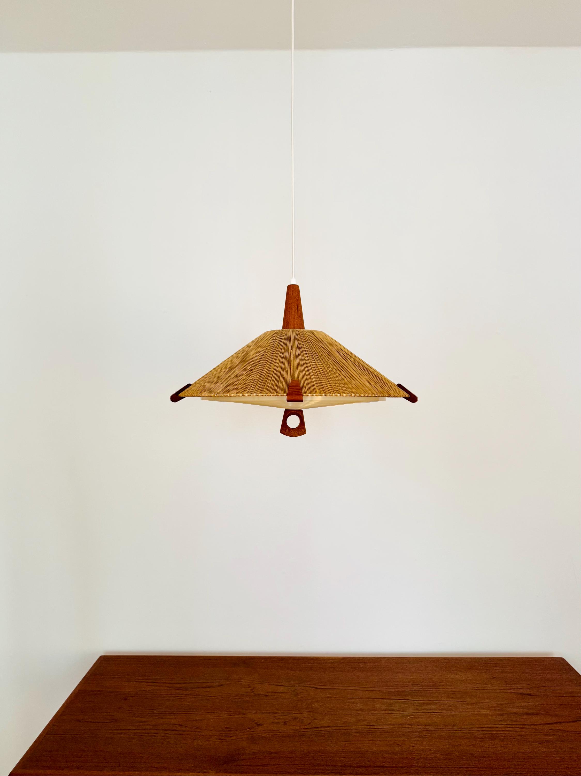Sisal and Teak Pendant Lamp by Temde | 1960s - Etsy