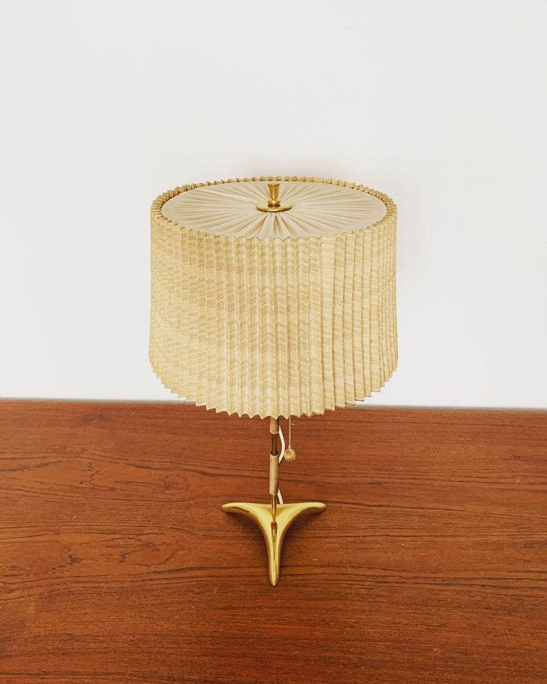 MidCentury Modern tripod brass table lamp 1950s Etsy