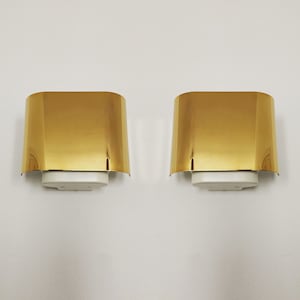 Set of 2 Golden Mid-Century Modern Wall Lamps by Staff | 1970s