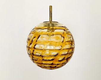 Mid-Century Modern Amber Glass Pendant Lamp by Doria | 1960s