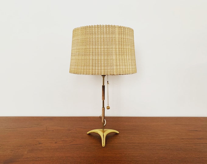 Midcentury Modern Tripod Brass Table Lamp 1950s Etsy