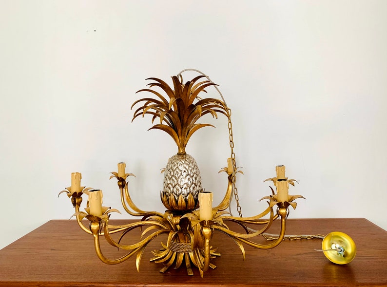 Large Italian Hollywood Regency Pineapple Chandelier by Hans Kögl 1960s image 9