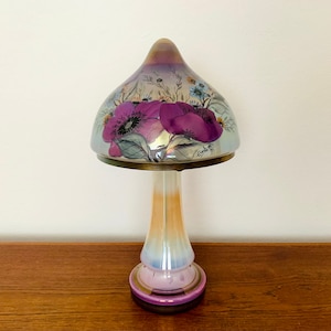 Lovely Mushroom Art Glass Table Lamp | 1980s