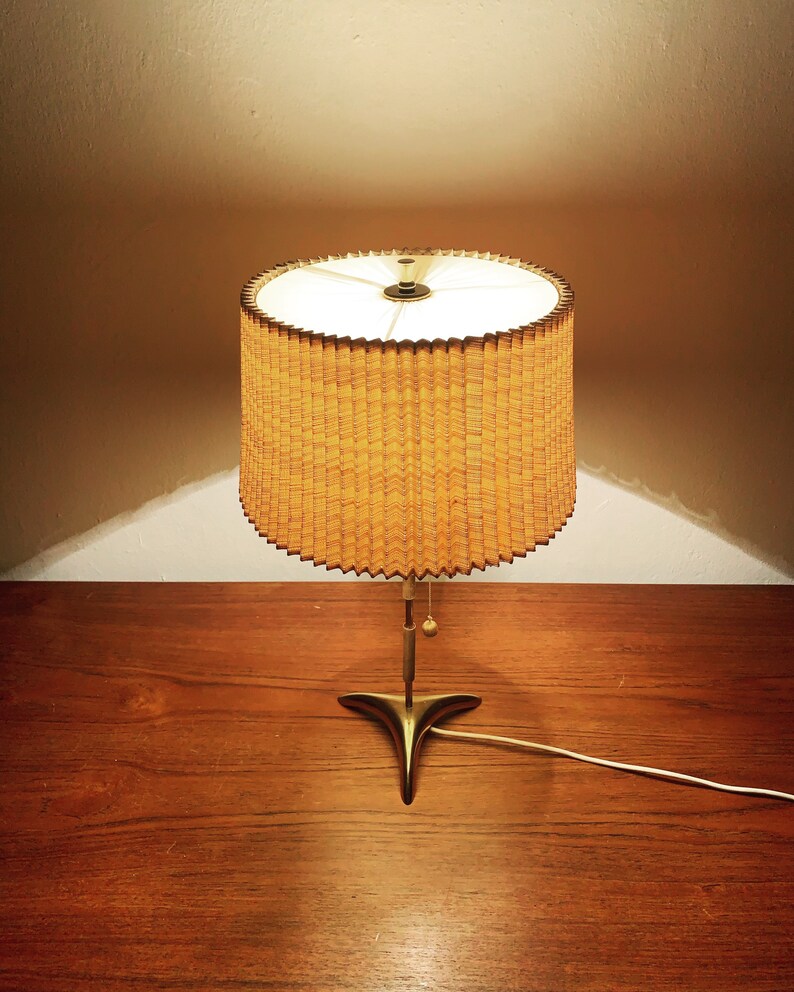 MidCentury Modern tripod brass table lamp 1950s Etsy