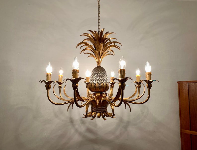 Large Italian Hollywood Regency Pineapple Chandelier by Hans Kögl 1960s image 7