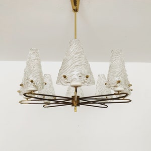 Awesome Austrian Mid-Century Modern Crystal Glass Chandelier by J.T. Squid | 1950s