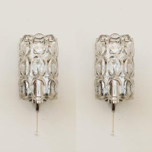 Set of 2 Mid-Century Modern Bubble Glass Wall Lamps by Helena Tynell for Glashütte Limburg | 1960s