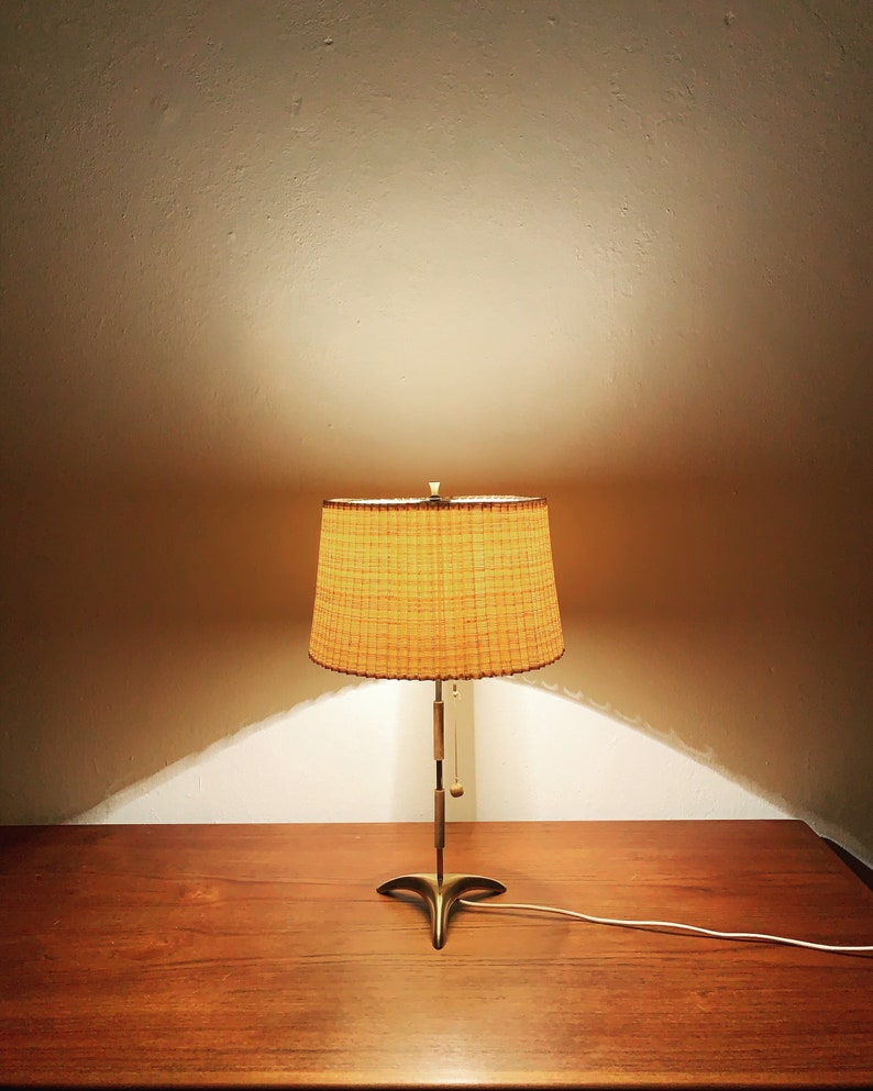 MidCentury Modern tripod brass table lamp 1950s Etsy