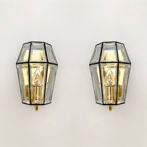 Set of 2 Mid-Century Modern Glass Wall Lamps by Glashütte Limburg | 1960s