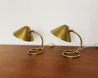 Set of 2 Swedish Brass Wall or Table Lamps | 1950s