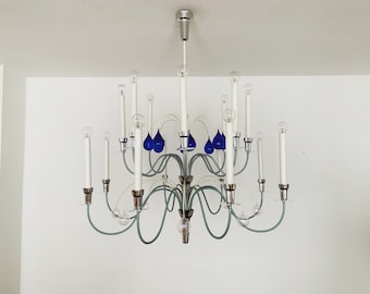 Large Mid-Century Modern crystal glass chandelier by Vereinigte Werkstätten Collection | 1950s