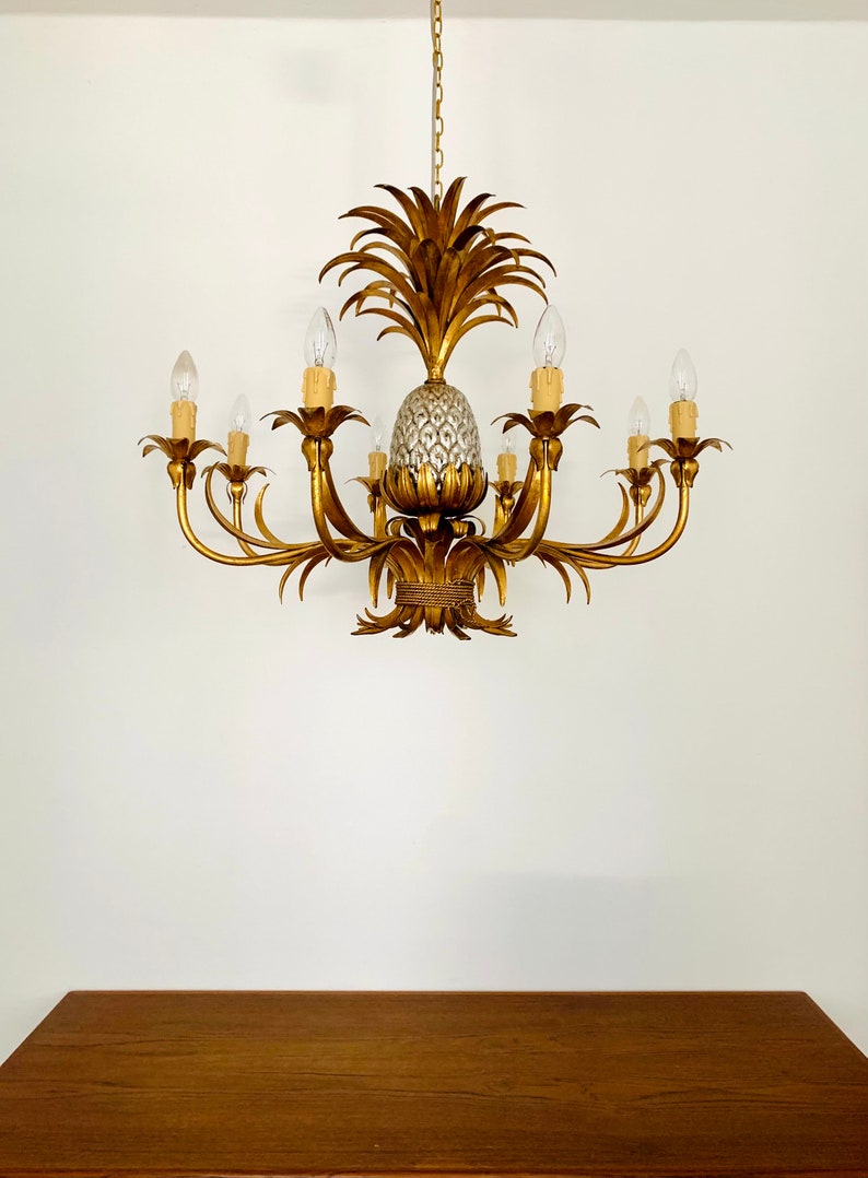 Large Italian Hollywood Regency Pineapple Chandelier by Hans Kögl 1960s image 2