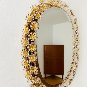 Miroir moderne floral illuminé du milieu du siècle par Palwa Années 1960 image 4