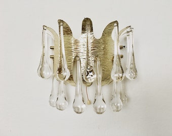 Glamorous Mid-Century Modern crystal glass wall sconce by Palwa | 1960s