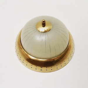 Lovely Mid-Century Modern Art Deco Brass and Glass Flush Light | 1930s