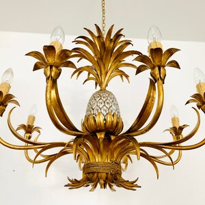 Large Italian Hollywood Regency Pineapple Chandelier by Hans Kögl 1960s image 3