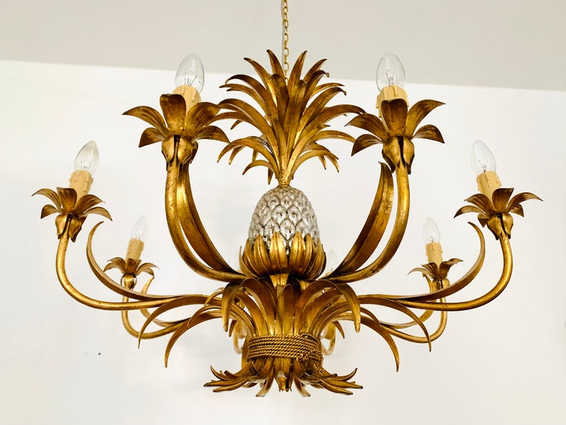 Large Italian Hollywood Regency Pineapple Chandelier by Hans Kögl 1960s image 3