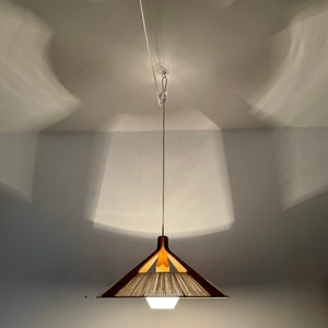 Mid-Century Modern Sisal and Walnut Pendant Lamp by Temde 1960s 画像 6