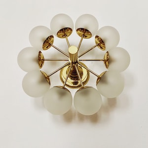 Amazing Large Mid-Century Modern Brass Sputnik Flush Lamp by Kaiser Leuchten | 1960s