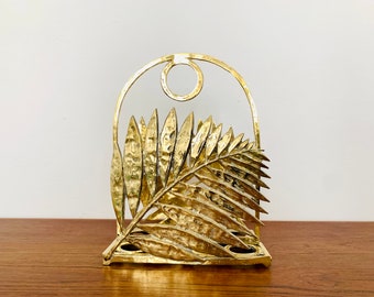 Sculptural Mid-Century Modern Brass Magazine Stand | 1950s