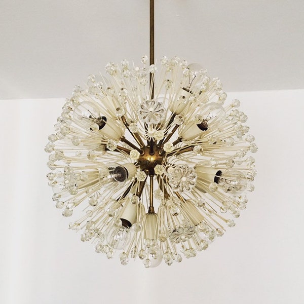 breathtakingly beautiful Austrian Mid Century Modern snowball chandelier by Emil Stejnar for Rupert Nikoll | 1950s |