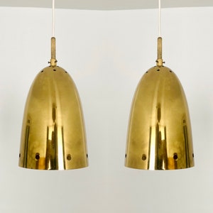 Set of 2 Golden Mid-Century Modern Pendant Lamps | 1950s