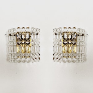 Set of 2 Mid-Century Modern Crystal Glass Wall Lamps by Kinkeldey | 1960s