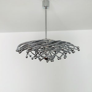 Unique Mid-Century Modern Metal Chandelier | Studio Tetrarch for Valenti Luce Era | 1960s