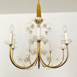 Amazing Mid-Century Modern Crystal Glass Chandelier by Vereinigte Werkstätten Collection 1950s image 1