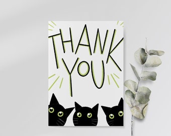 Black Cat Thank You Greeting Card