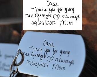 Handwriting, Custom, Stainless steel, Dog Tag, Engraved, Personalized, Handwritten, Necklace, Keychain, Engrave, Engraving