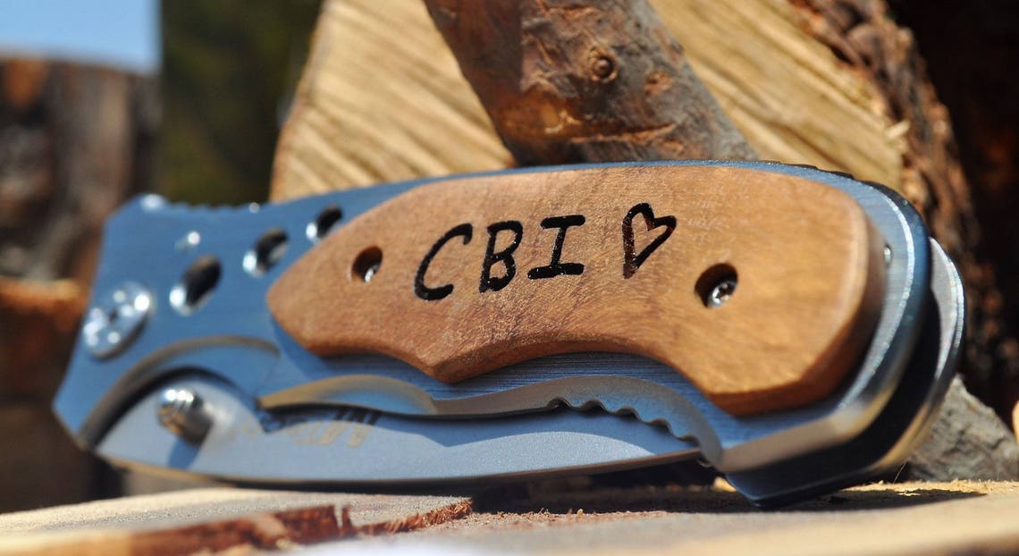 Handwriting Initials Engraved Pocket Knife Rescue Knife Etsy