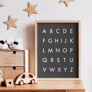 Black & White Alphabet Poster, Printable Wall Art, Kids Room, Nursery, ABC, Preschool Decor, School, Affiche Scandinave, Downloadable Art